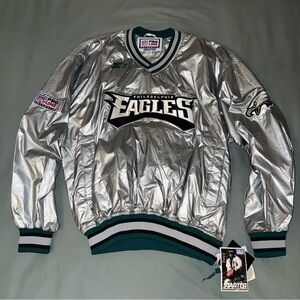 NEW Vintage 90s Starter Pro Line Philadelphia Eagles Metallic Pullover Jacket M
